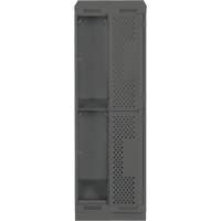 Casiers Clean Line, 2 niveaux, Bloc de 2, 24" x 12" x 82", Acier, Charbon, Rivet (assembl&eacute;), Perfor&eacute; Dufferin Supply
