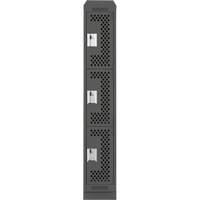 Clean Line Lockers, 3 -tier, 12" x 15" x 82", Steel, Charcoal, Rivet (Assembled), Perforated Dufferin Supply