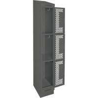 Clean Line Lockers, 3 -tier, 12" x 15" x 82", Steel, Charcoal, Rivet (Assembled), Perforated Dufferin Supply