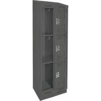 Clean Line Lockers, 3 -tier, Bank of 2, 24" x 18" x 82", Steel, Charcoal, Rivet (Assembled), Perforated Dufferin Supply