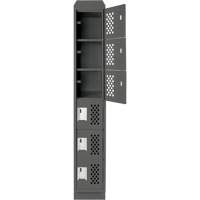 Assembled Lockerettes Clean Line Perforated Economy Lockers, 6 -tier, 18" x 72" x 12", Steel Dufferin Supply