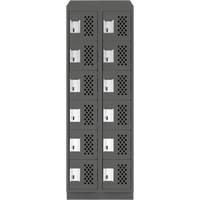 Assembled Lockerettes Clean Line Perforated Economy Lockers, 6 -tier, Bank of 2, 18" x 72" x 12", Steel Dufferin Supply