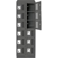 Assembled Lockerettes Clean Line Perforated Economy Lockers, 6 -tier, Bank of 2, 18" x 72" x 12", Steel Dufferin Supply