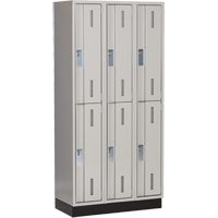 Concorde Heavy-Duty Lockers, 2 -tier, Bank of 3, 36" x 18" x 76", Steel, Grey, Welded (Assembled) Dufferin Supply