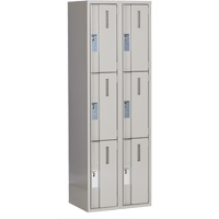 Concorde Heavy-Duty Lockers, 3 -tier, Bank of 2, 24" x 18" x 72", Steel, Grey, Welded (Assembled) Dufferin Supply