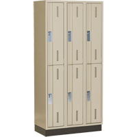 Concorde Heavy-Duty Lockers, 2 -tier, Bank of 3, 36" x 18" x 76", Steel, Beige, Welded (Assembled) Dufferin Supply