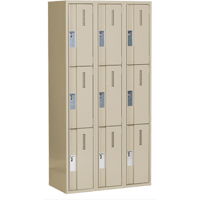 Concorde Heavy-Duty Lockers, 3 -tier, Bank of 3, 36" x 18" x 72", Steel, Beige, Welded (Assembled) Dufferin Supply