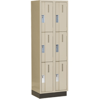 Concorde Heavy-Duty Lockers, 3 -tier, Bank of 2, 24" x 18" x 76", Steel, Beige, Welded (Assembled) Dufferin Supply