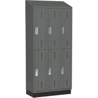 Concorde Heavy-Duty Lockers, 2 -tier, Bank of 3, 36" x 18" x 82", Steel, Charcoal, Welded (Assembled) Dufferin Supply