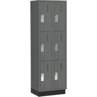 Concorde Heavy-Duty Lockers, 3 -tier, Bank of 2, 24" x 18" x 76", Steel, Charcoal, Welded (Assembled) Dufferin Supply
