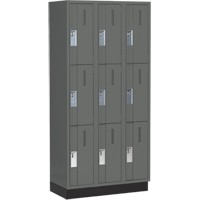 Concorde Heavy-Duty Lockers, 3 -tier, Bank of 3, 36" x 18" x 76", Steel, Charcoal, Welded (Assembled) Dufferin Supply