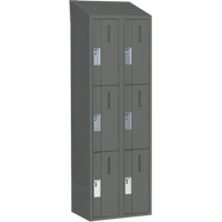 Concorde Heavy-Duty Lockers, 3 -tier, Bank of 2, 24" x 18" x 78", Steel, Charcoal, Welded (Assembled) Dufferin Supply