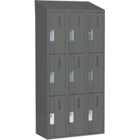 Concorde Heavy-Duty Lockers, 3 -tier, Bank of 3, 36" x 18" x 78", Steel, Charcoal, Welded (Assembled) Dufferin Supply