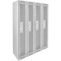 Clean Line Lockers, Bank of 4, 48" x 15" x 72", Steel, Grey, Rivet (Assembled), Perforated Dufferin Supply