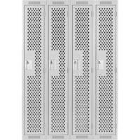 Clean Line Lockers, Bank of 4, 48" x 15" x 72", Steel, Grey, Rivet (Assembled), Perforated Dufferin Supply