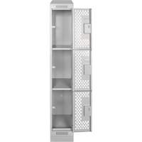 Clean Line Lockers, 3 -tier, 12" x 12" x 72", Steel, Grey, Rivet (Assembled), Perforated Dufferin Supply