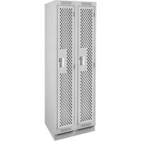 Clean Line Lockers, Bank of 2, 24" x 12" x 76", Steel, Grey, Rivet (Assembled), Perforated Dufferin Supply
