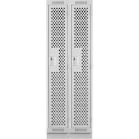Clean Line Lockers, Bank of 2, 24" x 12" x 76", Steel, Grey, Rivet (Assembled), Perforated Dufferin Supply