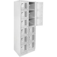 Clean-Line Perforated Lockerette, 6 -tier, Bank of 2, 15" x 72" x 12", Steel Dufferin Supply