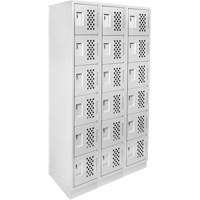 Clean-Line Perforated Lockerette, 6 -tier, Bank of 3, 15" x 72" x 12", Steel Dufferin Supply