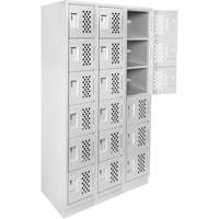 Clean-Line Perforated Lockerette, 6 -tier, Bank of 3, 15" x 72" x 12", Steel Dufferin Supply
