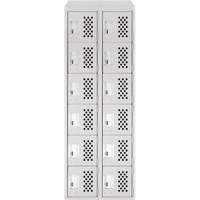 Assembled Lockerettes Clean Line Perforated Economy Lockers, 6 -tier, Bank of 2, 18" x 72" x 12", Steel Dufferin Supply