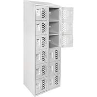 Assembled Lockerettes Clean Line Perforated Economy Lockers, 6 -tier, Bank of 2, 18" x 72" x 12", Steel Dufferin Supply