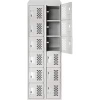 Assembled Lockerettes Clean Line Perforated Economy Lockers, 6 -tier, Bank of 2, 18" x 72" x 12", Steel Dufferin Supply