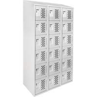 Assembled Lockerettes Clean Line Perforated Economy Lockers, 6 -tier, Bank of 3, 18" x 72" x 12", Steel Dufferin Supply