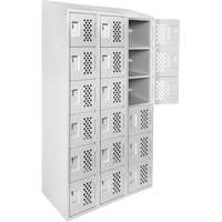 Assembled Lockerettes Clean Line Perforated Economy Lockers, 6 -tier, Bank of 3, 18" x 72" x 12", Steel Dufferin Supply