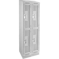 Casiers Clean Line, 2 niveaux, Bloc de 2, 24" x 12" x 82", Acier, Gris, Rivet (assembl&eacute;), Perfor&eacute; Dufferin Supply