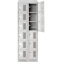 Assembled Lockerettes Clean Line Perforated Economy Lockers, 6 -tier, Bank of 2, 18" x 72" x 12", Steel Dufferin Supply
