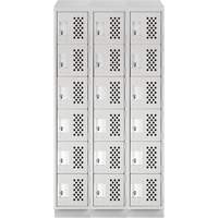 Assembled Lockerettes Clean Line Perforated Economy Lockers, 6 -tier, Bank of 3, 18" x 72" x 12", Steel Dufferin Supply
