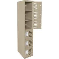 Assembled Lockerettes Clean Line Perforated Economy Lockers, 6 -tier, 18" x 72" x 12", Steel Dufferin Supply