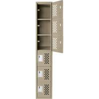 Assembled Lockerettes Clean Line Perforated Economy Lockers, 6 -tier, 18" x 72" x 12", Steel Dufferin Supply