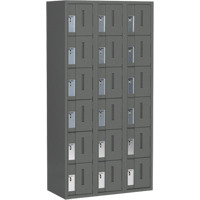 Concorde Heavy-Duty Lockers, 6 -tier, Bank of 3, 36" x 18" x 72", Steel, Charcoal, Welded (Assembled) Dufferin Supply