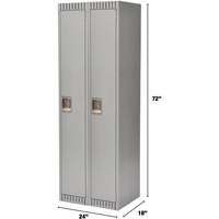 Lockers, Bank of 2, 24" x 18" x 72", Steel, Grey, Knocked Down Dufferin Supply