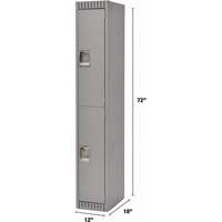 Lockers, 2 -tier, 12" x 18" x 72", Steel, Grey, Knocked Down Dufferin Supply