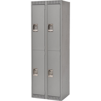 Lockers, 2 -tier, Bank of 2, 24" x 18" x 72", Steel, Grey, Knocked Down Dufferin Supply