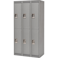Lockers, 2 -tier, Bank of 3, 36" x 18" x 72", Steel, Grey, Knocked Down Dufferin Supply