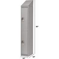 Lockers, 2 -tier, 12" x 18" x 82", Steel, Grey, Knocked Down Dufferin Supply