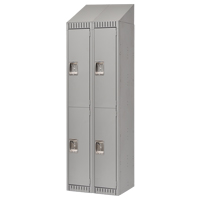 Lockers, 2 -tier, Bank of 2, 24" x 18" x 82", Steel, Grey, Knocked Down Dufferin Supply