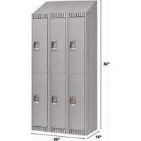 Lockers, 2 -tier, Bank of 3, 36" x 18" x 82", Steel, Grey, Knocked Down Dufferin Supply