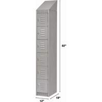 Lockers, 6 -tier, 12" x 18" x 82", Steel, Grey, Knocked Down Dufferin Supply