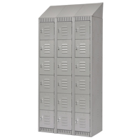 Lockers, 6 -tier, Bank of 3, 36" x 18" x 82", Steel, Grey, Knocked Down Dufferin Supply