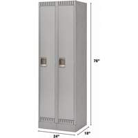 Lockers, Bank of 2, 24" x 18" x 76", Steel, Grey, Knocked Down Dufferin Supply