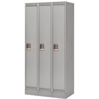Lockers, Bank of 3, 36" x 18" x 76", Steel, Grey, Knocked Down Dufferin Supply