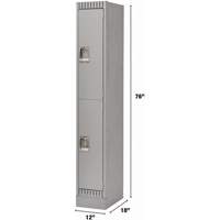 Lockers, 2 -tier, 12" x 18" x 76", Steel, Grey, Knocked Down Dufferin Supply