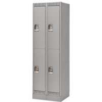 Lockers, 2 -tier, Bank of 2, 24" x 18" x 76", Steel, Grey, Knocked Down Dufferin Supply