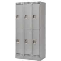 Lockers, 2 -tier, Bank of 3, 36" x 18" x 76", Steel, Grey, Knocked Down Dufferin Supply